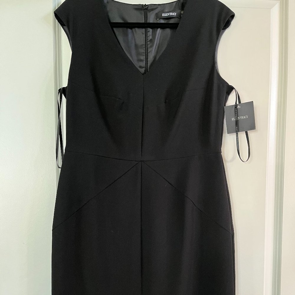 Ellen Tracy Black Dress V-Neck Size 10